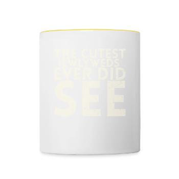 The sweetest bridal couple I've ever done for the bride - Contrasting Mug - white/yellow - Front
