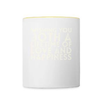 Je vous souhaite à tous les deux une vie d’amour pour - Mug contrasté - blanc/jaune - Devant