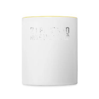 21 points pour faire le monde pour les joueurs de badminton - Mug contrasté - blanc/jaune - Devant