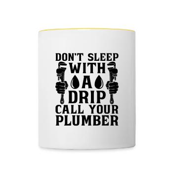 Don't Sleep Plumber Tool Plumbing Pipe Plumbers - Contrasting Mug - white/yellow - Front