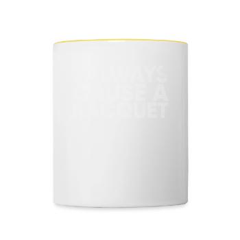 Je provoque toujours une raquette pour - Mug contrasté - blanc/jaune - Devant