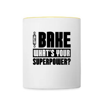 Cuire au four Quelle est votre superpuissance Boulanger Boulangerie boulangerie - Mug contrasté - blanc/jaune - Devant