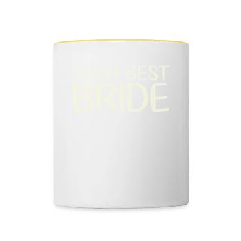 Meilleur design de mariage de mariée pour marié - Mug contrasté - blanc/jaune - Devant