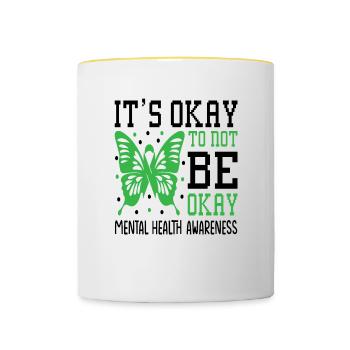 C’est normal de ne pas être d’accord Sensibilisation à la santé mentale - Mug contrasté - blanc/jaune - Devant