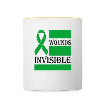 Blessures Invisible Sensibilisation à la maladie mentale - Mug contrasté - blanc/jaune - Devant