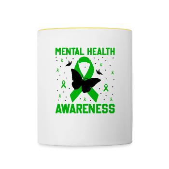 Mental Health Awareness Self Care - Contrasting Mug - white/yellow - Front