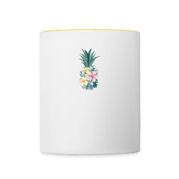 Aloha-ananas-blumen-entwurf Für Strand-liebhaber - Tasse zweifarbig - Weiß/Gelb - Vorne