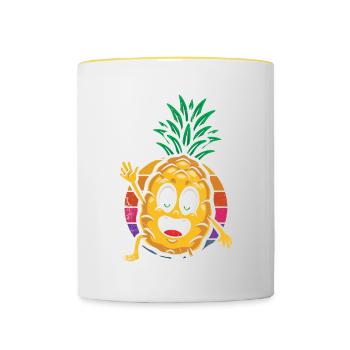 Ananas-retro-design Für Strandliebhaber Ananas - Tasse zweifarbig - Weiß/Gelb - Vorne
