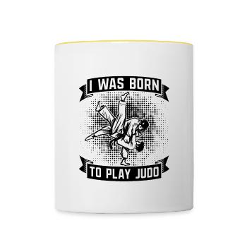 Karate I Was Born To Play Judo Fighter Training - Contrasting Mug - white/yellow - Front