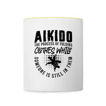 Aikido The Process Samurai Fighter Martial Arts - Tasse zweifarbig - Weiß/Gelb - Vorne