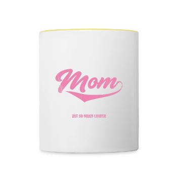 Proud Cheer Mom like a normal mom for - Contrasting Mug - white/yellow - Front
