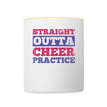 Straight Outta Cheer Practice for Cheerleaders - Contrasting Mug - white/yellow - Front