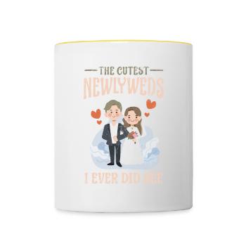 Le couple de mariée le plus doux que j’ai jamais fait pour la mariée - Mug contrasté - blanc/jaune - Devant