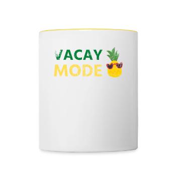 Vacay Mode Ananas Design Für Strandliebhaber - Tasse zweifarbig - Weiß/Gelb - Vorne