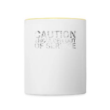 Attention épaule hors service conception pour - Mug contrasté - blanc/jaune - Devant