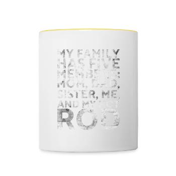 Meine Familie Hat Fünf Mitglieder Mama Papa Für - Tasse zweifarbig - Weiß/Gelb - Vorne