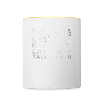 Mein Auto Ist Ein Lebewesen Und Ich Kann Nur Dafür - Tasse zweifarbig - Weiß/Gelb - Vorne