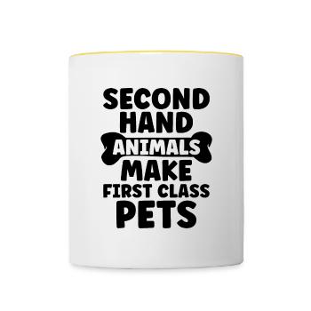 Second Hand Animal Rescue Adoption Animal Rescuer - Contrasting Mug - white/yellow - Front