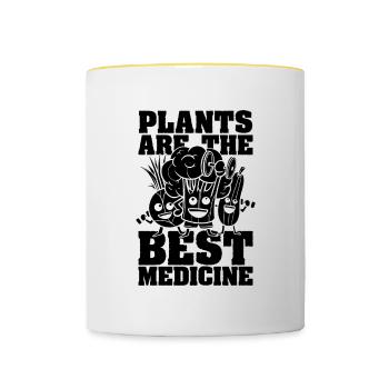 Plants Are The Best Veganism No Meat Vegan Lover - Contrasting Mug - white/yellow - Front