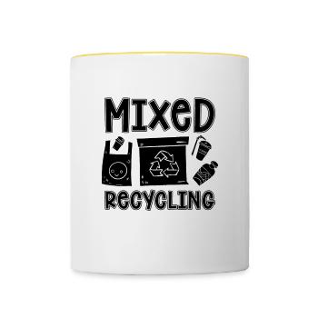 Mixed Recycling Eco Friendly Conservation Recycler - Contrasting Mug - white/yellow - Front