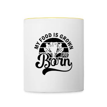Ma nourriture est cultivée Véganisme Rétro Régime végétalien sain - Mug contrasté - blanc/jaune - Devant