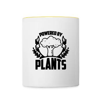 Propulsé par des plantes Alimentation saine Amoureux du régime végétalien - Mug contrasté - blanc/jaune - Devant