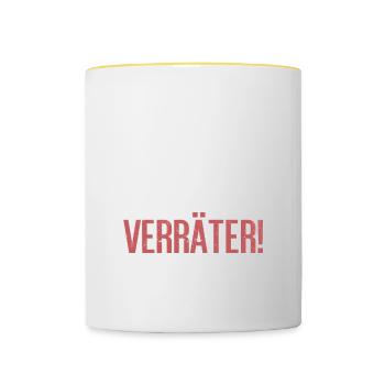 Alles gute im neuen Job du Verräter, Abschied - Tasse zweifarbig - Weiß/Gelb - Vorne