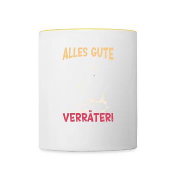 Alles gute im neuen Job du Verräter, Abschied - Tasse zweifarbig - Weiß/Gelb - Vorne