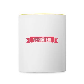 Alles gute im neuen Job du Verräter, Abschied - Tasse zweifarbig - Weiß/Gelb - Vorne