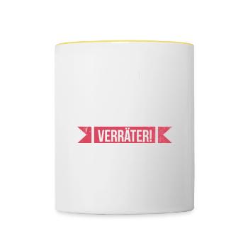 Alles gute im neuen Job du Verräter, Abschied - Tasse zweifarbig - Weiß/Gelb - Vorne