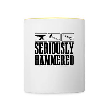 Seriously Hammered Forging Iron Worker Blacksmiths - Contrasting Mug - white/yellow - Front