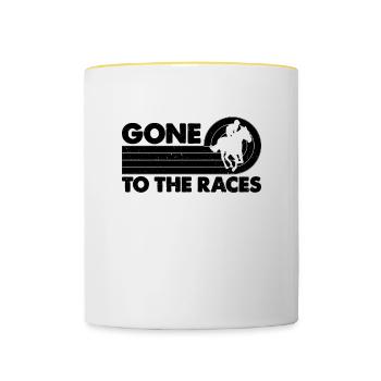 Gone To The Retro Horseback Riding Horse Racer - Tasse zweifarbig - Weiß/Gelb - Vorne