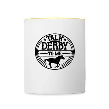 Talk Derby To Me Horseback Riding Horse Racer - Mug contrasté - blanc/jaune - Devant