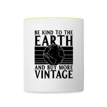 Be Kind To The Recycling Retro Go Green Recycler - Tasse zweifarbig - Weiß/Gelb - Vorne
