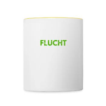 Glückwunsch zu Deiner FLucht, Jobwechsel Abschieds - Tasse zweifarbig - Weiß/Gelb - Vorne