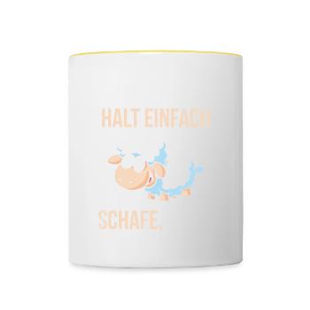 Ich mag einfach Schafe, Okay? Schaf - Tasse zweifarbig - Weiß/Gelb - Vorne