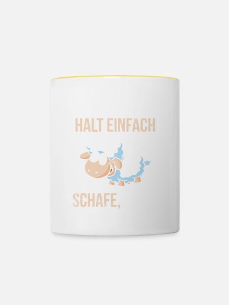 Ich mag einfach Schafe, Okay? Schaf - Tasse zweifarbig - Weiß/Gelb