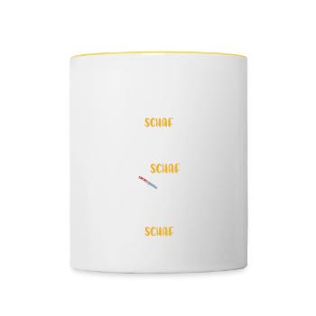 Schaf, Unschaf, Gestochen Schaf, Wortspiel - Tasse zweifarbig - Weiß/Gelb - Vorne