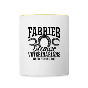 Farrier Because Veterinarians Metalsmith Farriers - Contrasting Mug - white/yellow - Front