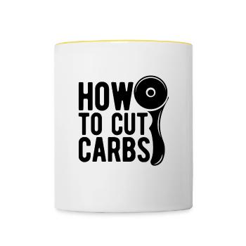 Comment couper un régime faible en glucides Zero Carbs Low Carb Lover - Mug contrasté - blanc/jaune - Devant