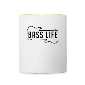Bass Life Musicians Loves Guitariste Bassiste - Mug contrasté - blanc/jaune - Devant