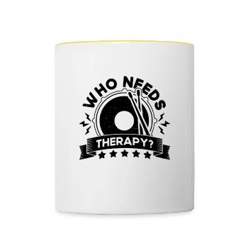Qui a besoin d’une thérapie Snare Drum Instrument Drummer - Mug contrasté - blanc/jaune - Devant
