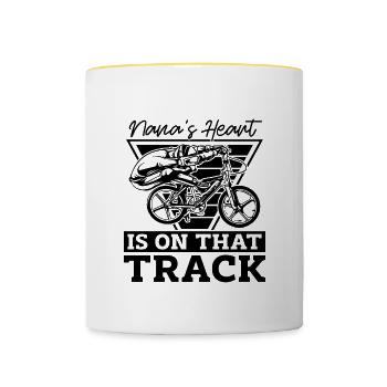 Nana's Heart Is On That Track Bicyclette BMX Rider - Tasse zweifarbig - Weiß/Gelb - Vorne