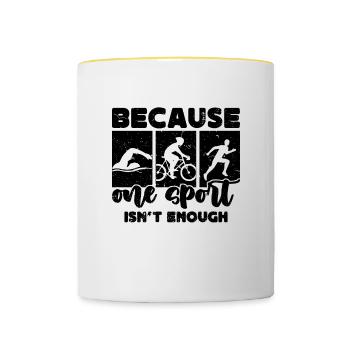Parce qu’un sport n’est pas le sprint : amateur de triathlon - Mug contrasté - blanc/jaune - Devant