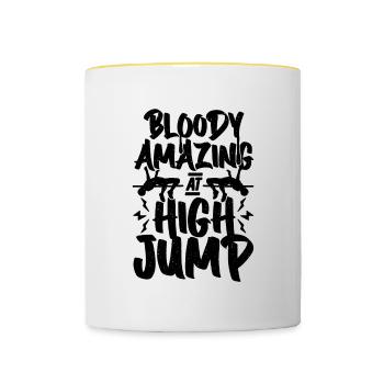 Bloody Amazing At High Jump Shot Put High Jumper - Contrasting Mug - white/yellow - Front