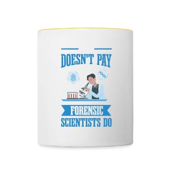 Le crime ne paie pas, mais les médecins légistes - Mug contrasté - blanc/jaune - Devant
