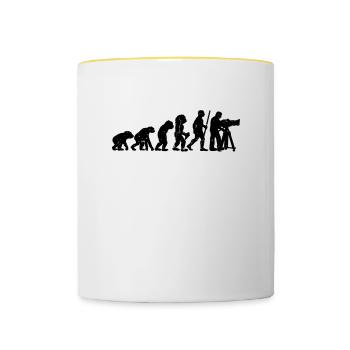 Cadreur Evolution Retro aime le cinéma - Mug contrasté - blanc/jaune - Devant
