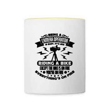 Être caméraman caméraman cadreurs - Mug contrasté - blanc/jaune - Devant