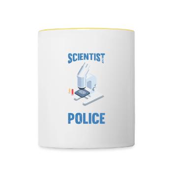 Forensiker Die Polizei Braucht Helden, - Tasse zweifarbig - Weiß/Gelb - Vorne
