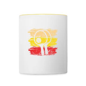 Das Leben Ist Erstaunlich, Pickleball Macht Es - Tasse zweifarbig - Weiß/Gelb - Vorne